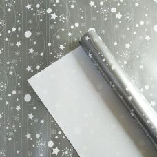 Бумага для упаковки серая Снежинки и Звезды